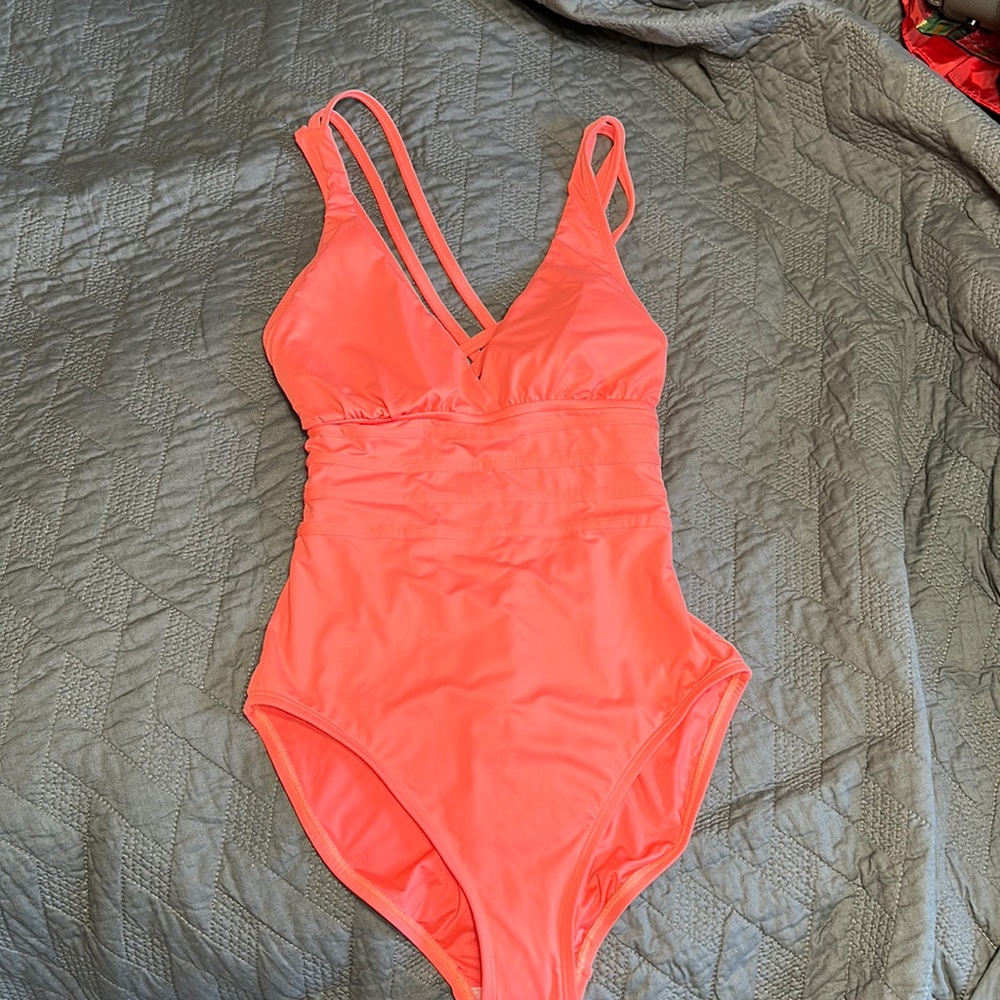 LA BLANCA bright Orange swim suit NWT
